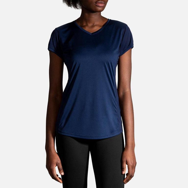 Brooks STEALTH Short Sleeve Running Shirt Womens Sale - Blue (PCQ128567)